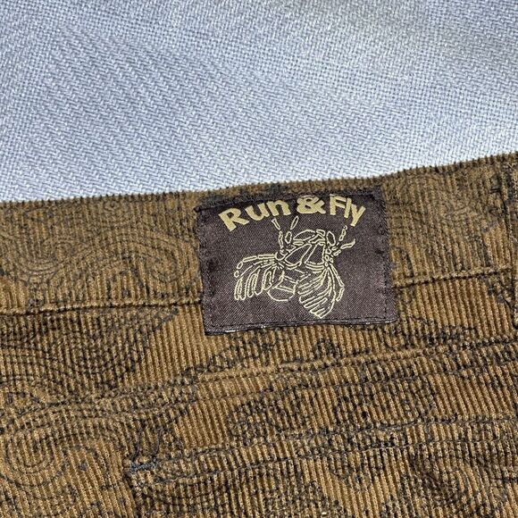 Run & Fly Brown Corduroy Paisley Flared Bell Bottom Pants Women's Sz 36R (38x32) - Picture 10 of 16
